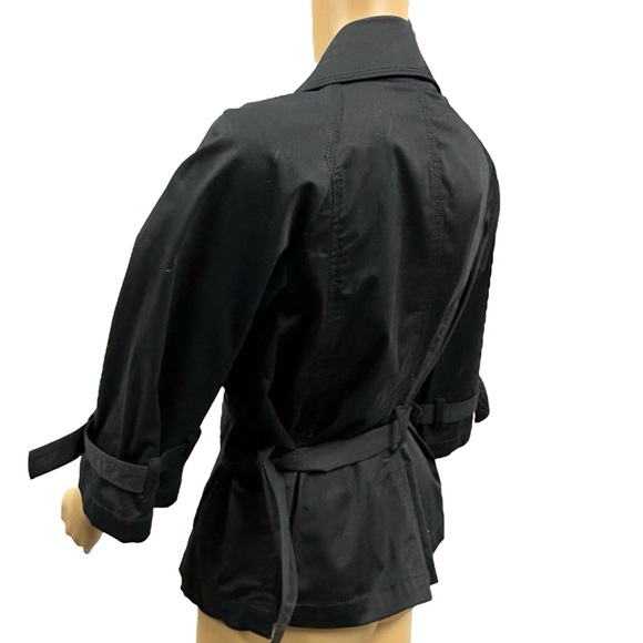 Robin Howe Black Buckle Belted 3 Quarter Sleeve Double Breasted Jacket Womens S - Picture 2 of 10